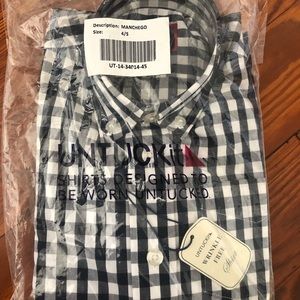 NWT boys untuckit shirt - manchego blue and white